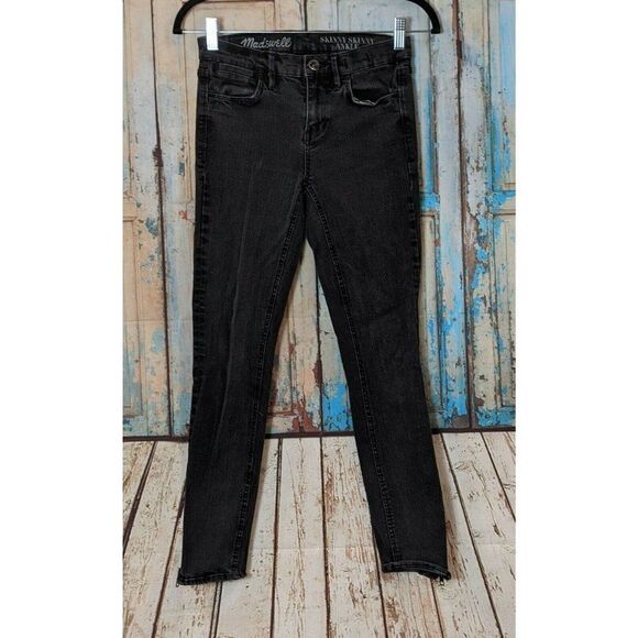 Madewell Womens Size 26 Black Solid Dark Wash Casual Skinny Ankle Denim Jeans - Picture 1 of 9